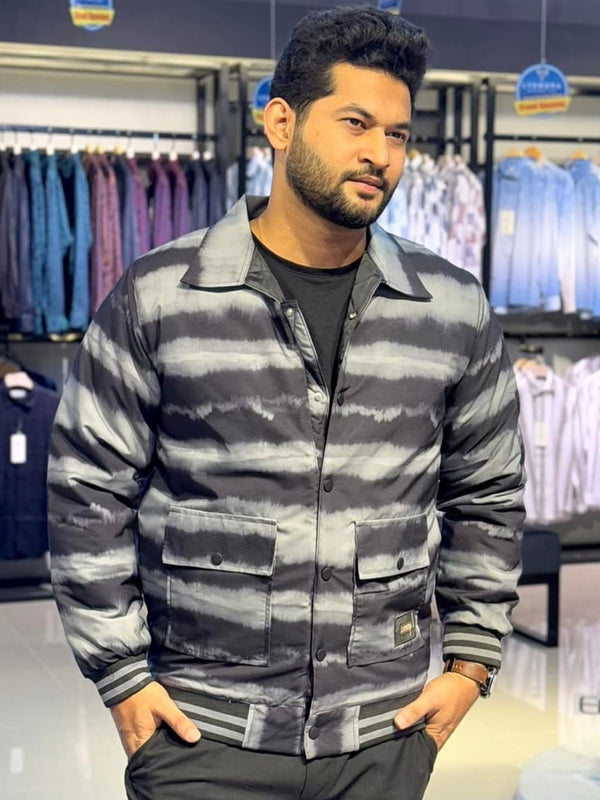 Gray color wave pattern premium jacket