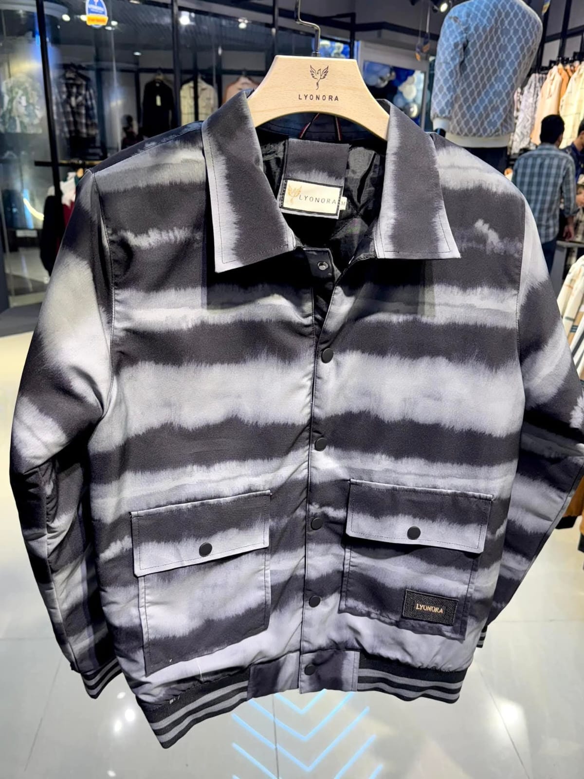 Gray color wave pattern premium jacket