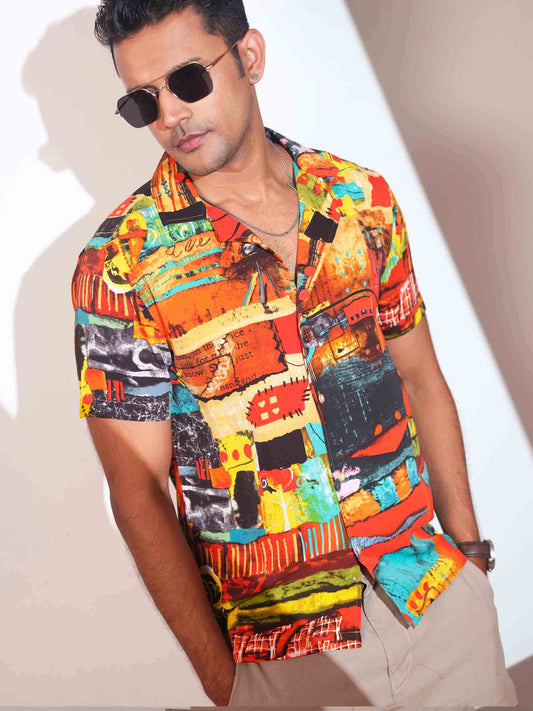 Multicolor vintage printed havana shirt