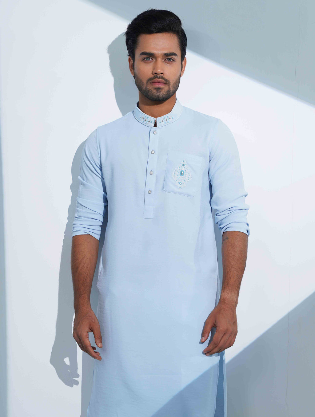 Teal sky Premium Traditional Stone Work Panjabi