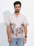 Khaki - Brown Coral Printed Havana Shirt