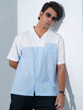 White - Sky Contrast Remi Cotton Havana Shirt