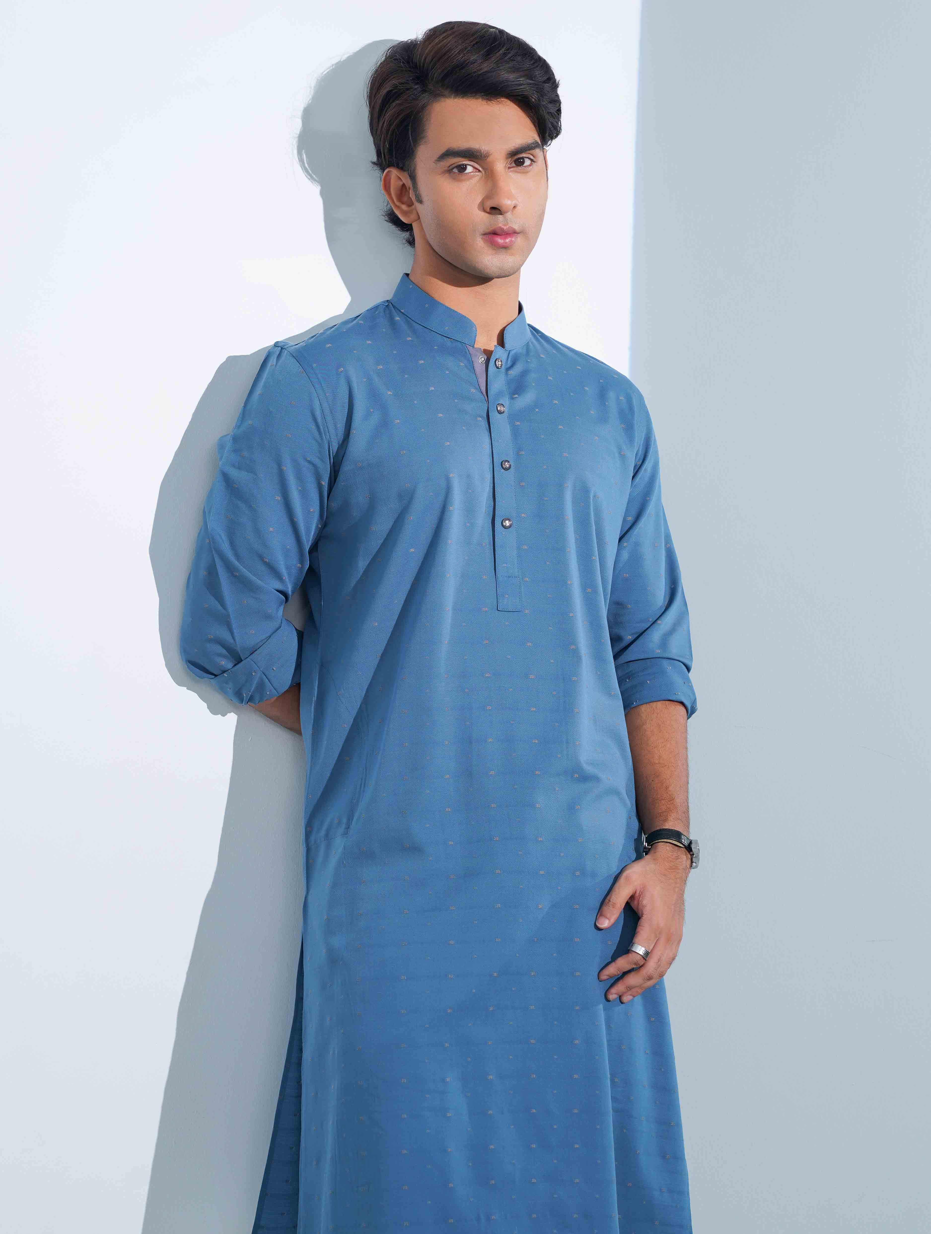 Blue Dot Printed Panjabi