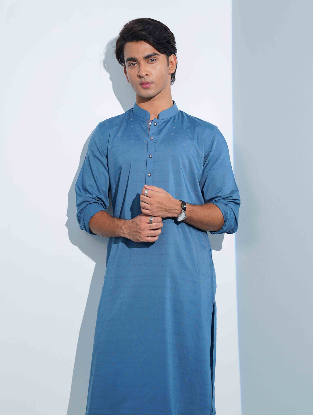 Blue Dot Printed Panjabi