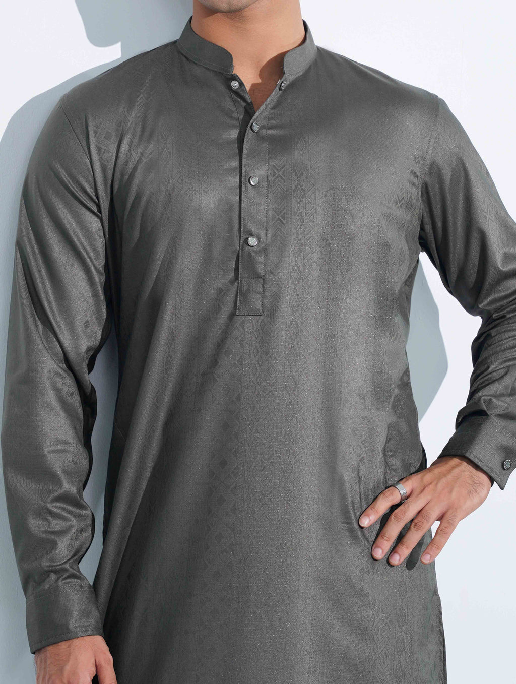 Dark Olive Arrow Minimal Print Panjabi