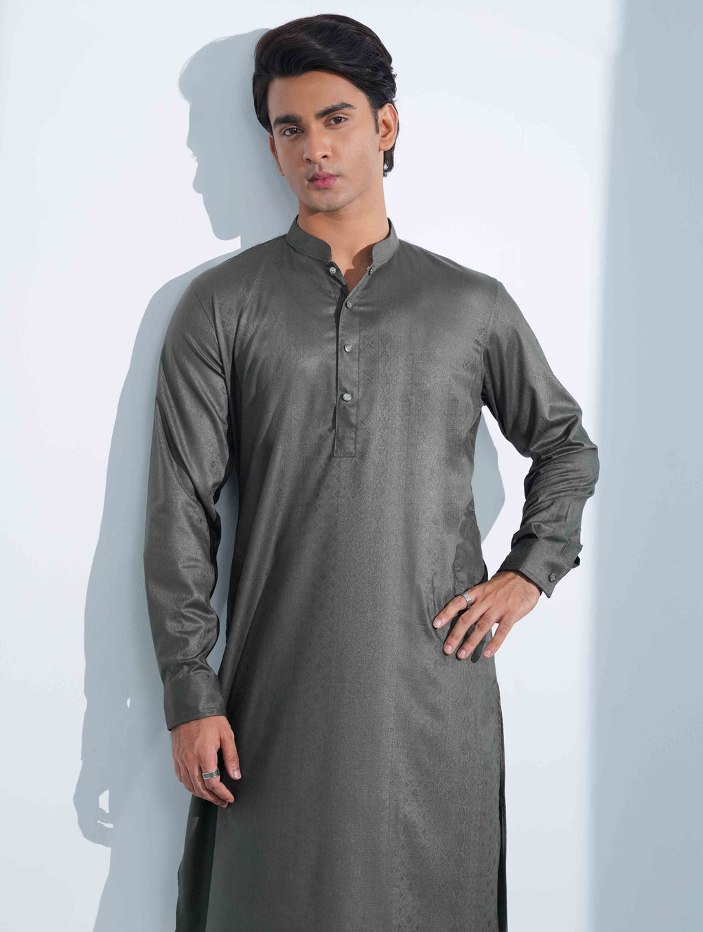 Dark Olive Arrow Minimal Print Panjabi