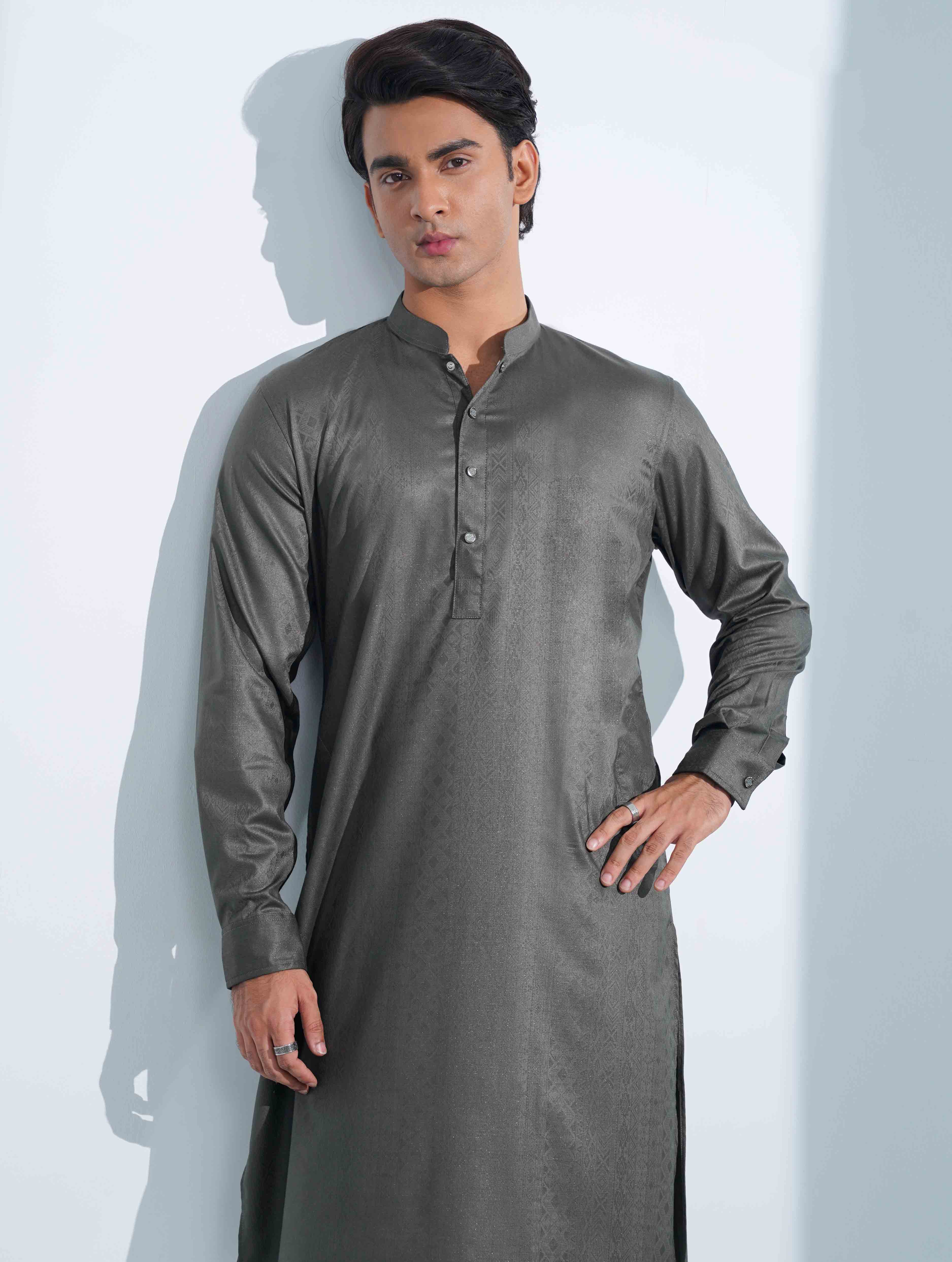 Dark Olive Arrow Minimal Print Panjabi