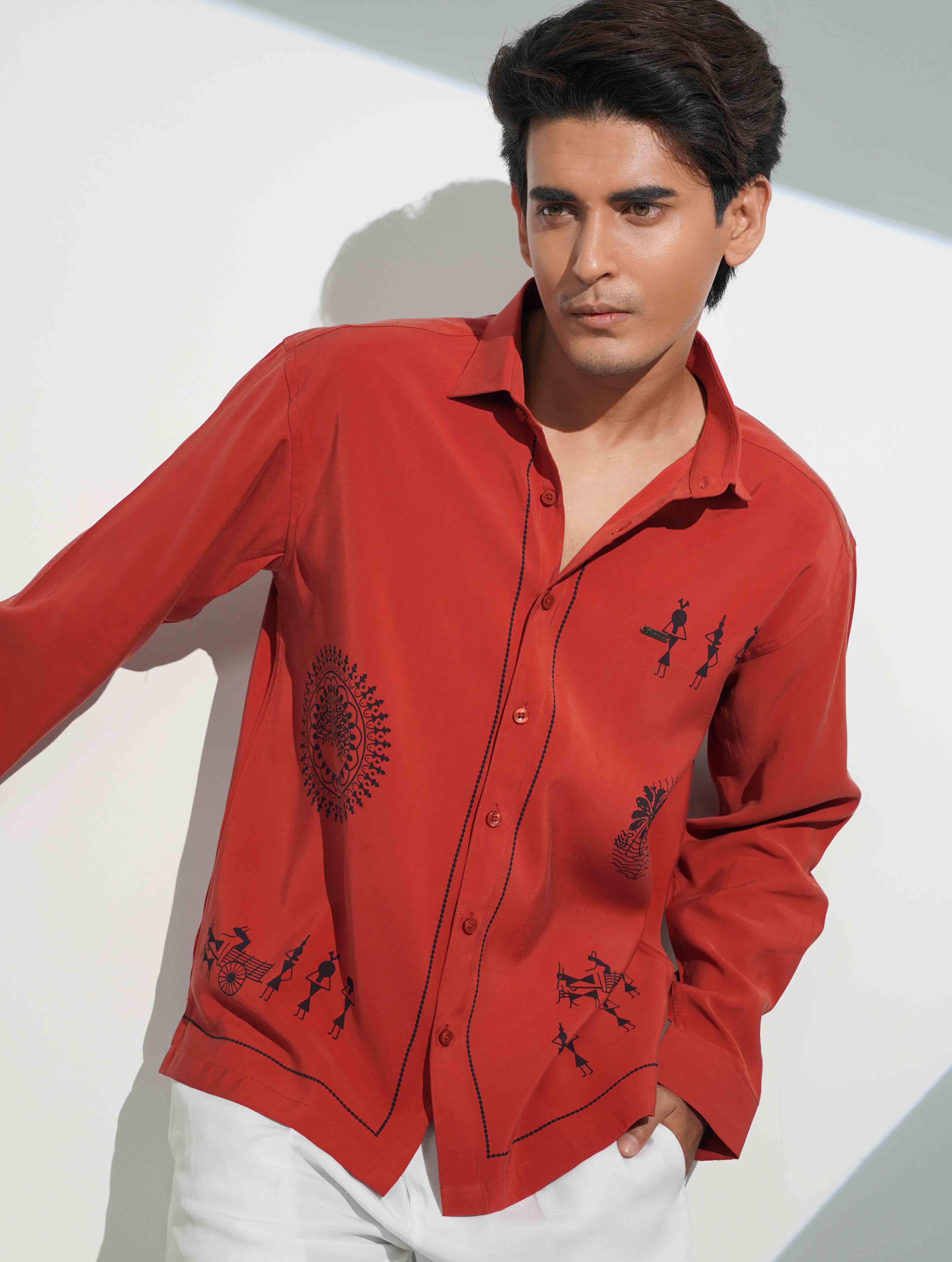 Brunt Orange Printed Trendy Premium Shirt