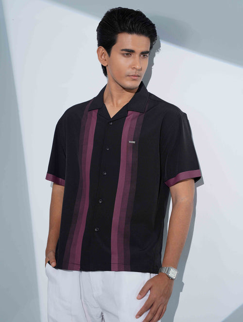 Black - Jam stripe Contrast Havana Shirt