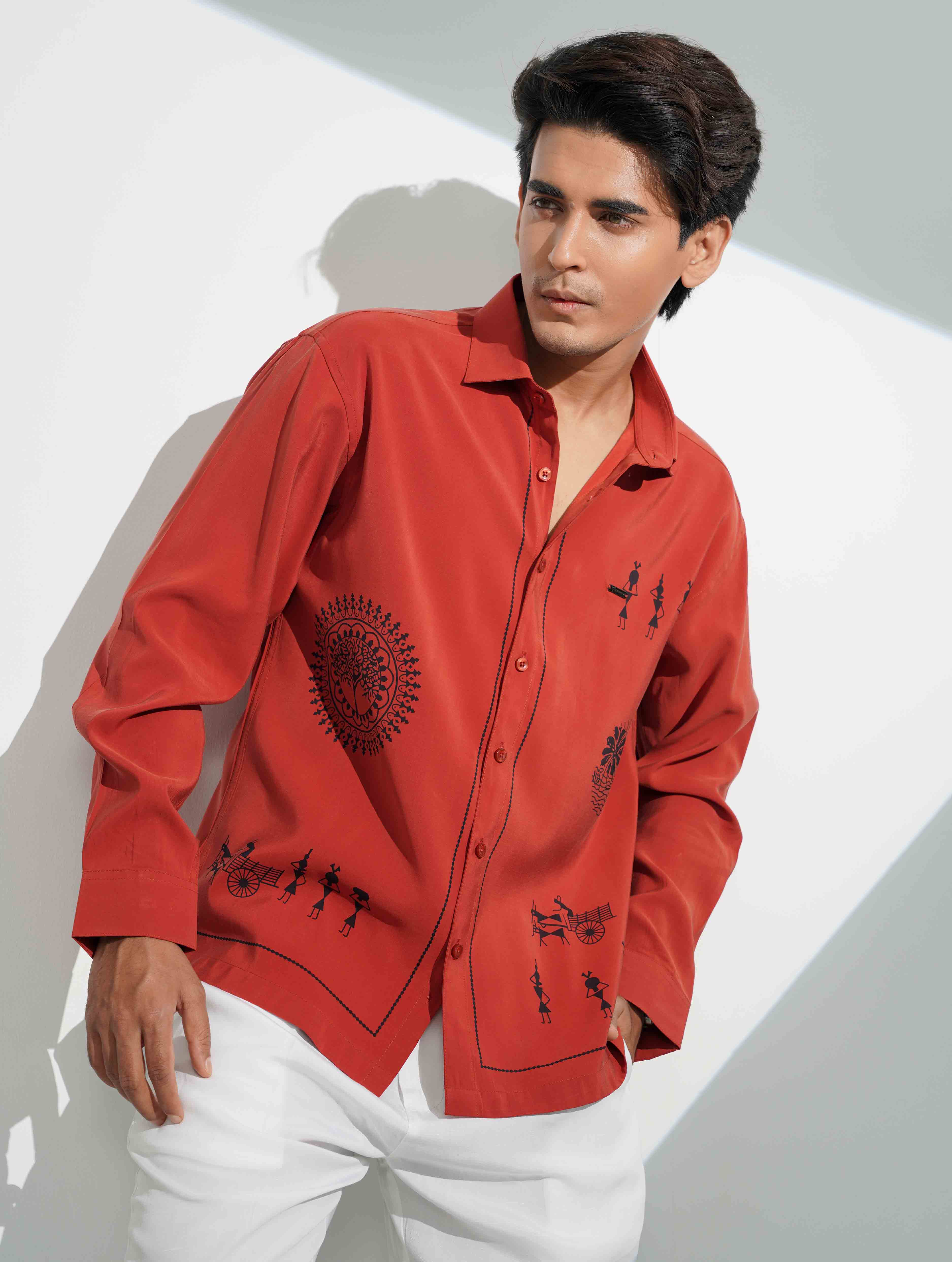 Brunt Orange Printed Trendy Premium Shirt