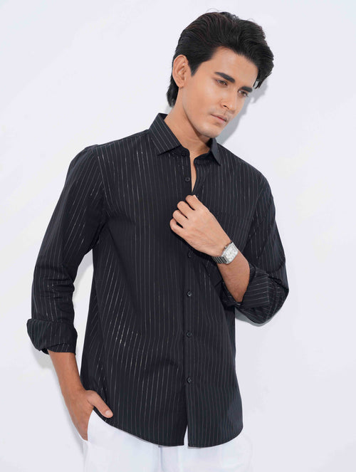 Black Silver stripe full sleeve shirt