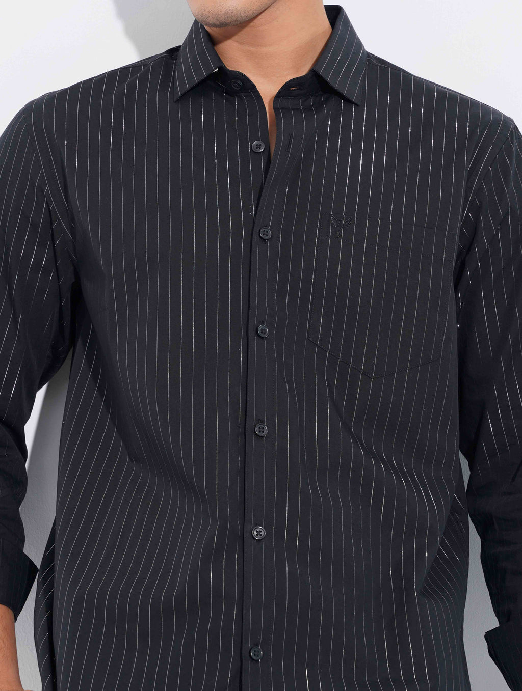 Black Silver stripe full sleeve shirt