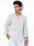 White faded Olive stripe Full sleeve shirt