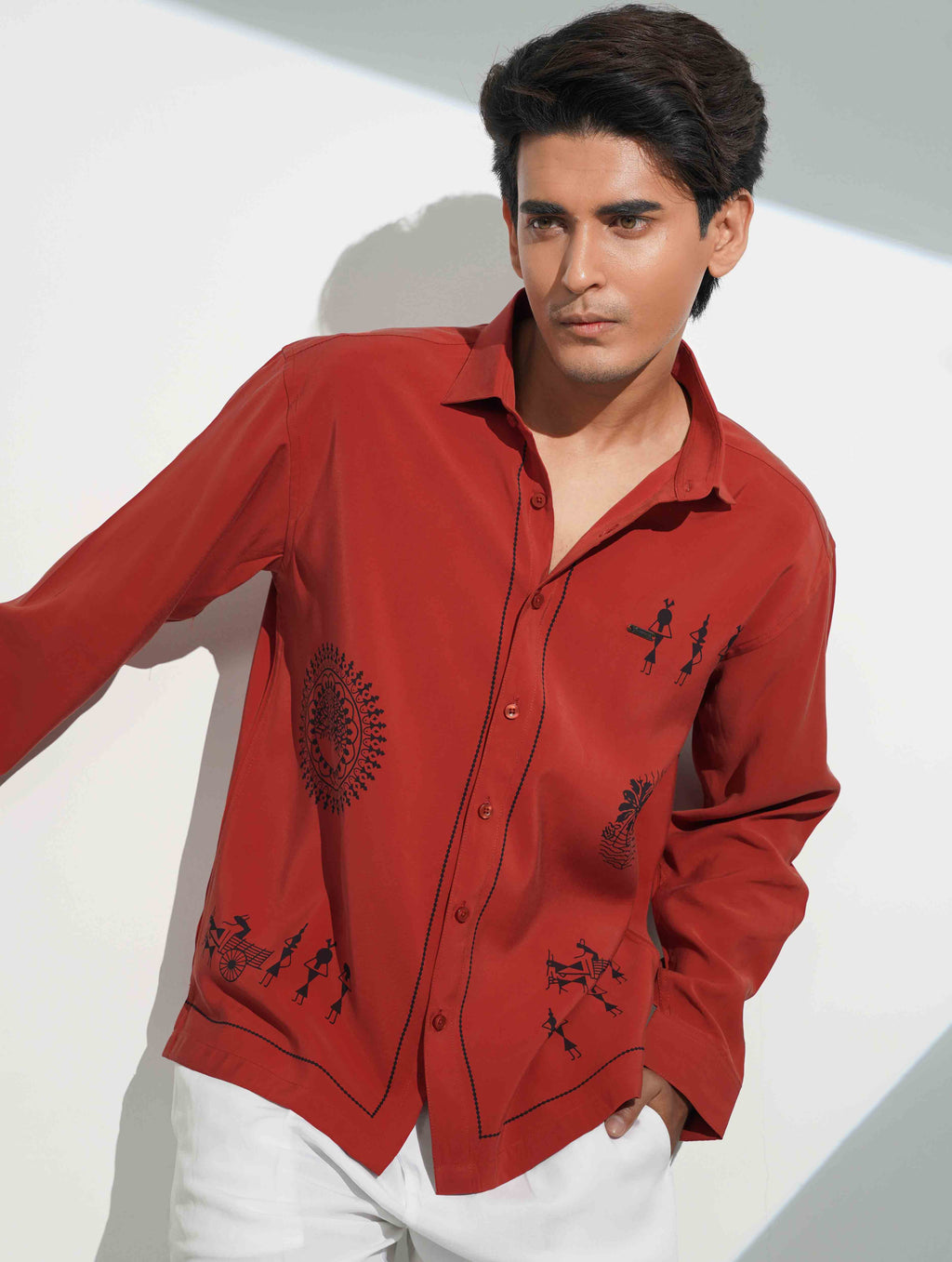 Brunt Orange Printed Trendy Premium Shirt