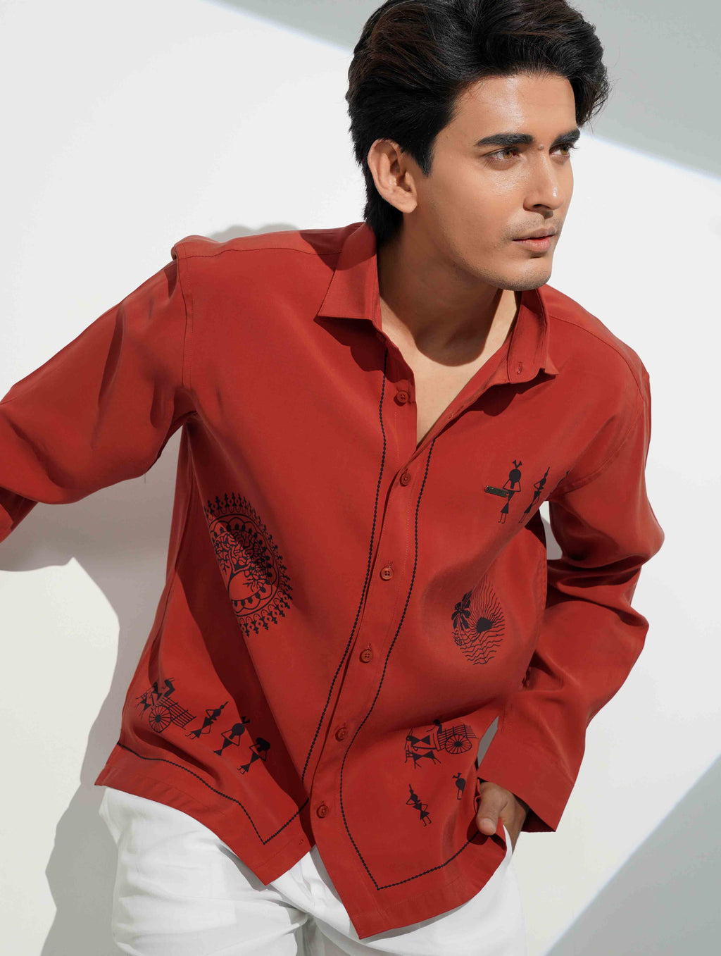 Brunt Orange Printed Trendy Premium Shirt