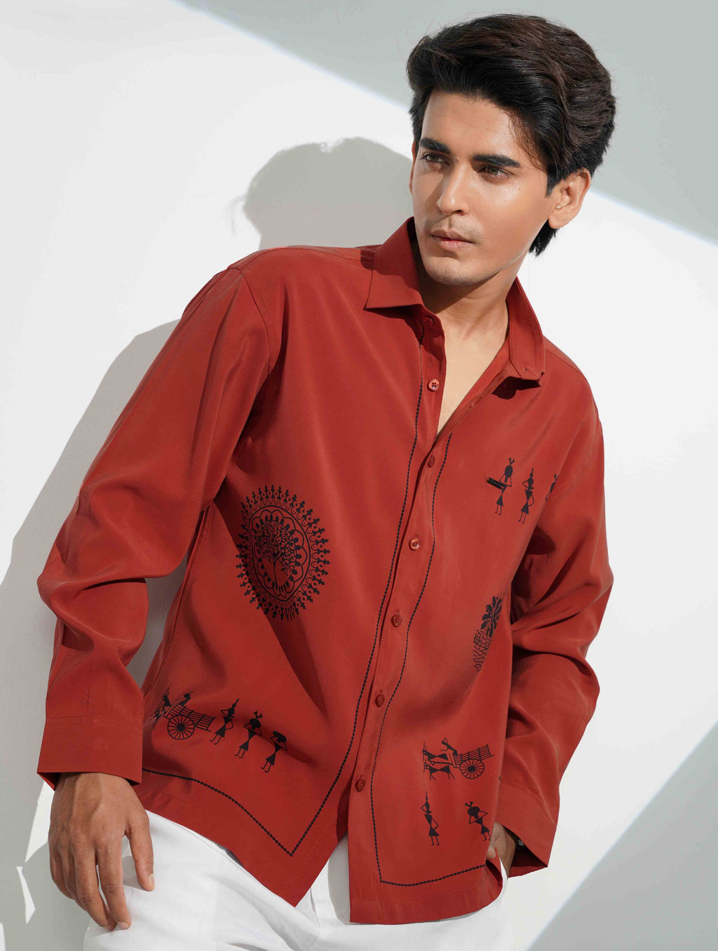 Brunt Orange Printed Trendy Premium Shirt
