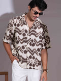 Cream and coffee Batik printed drop shoulder havana shirt