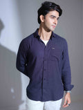 Navy blue white stripe full sleeve shirt