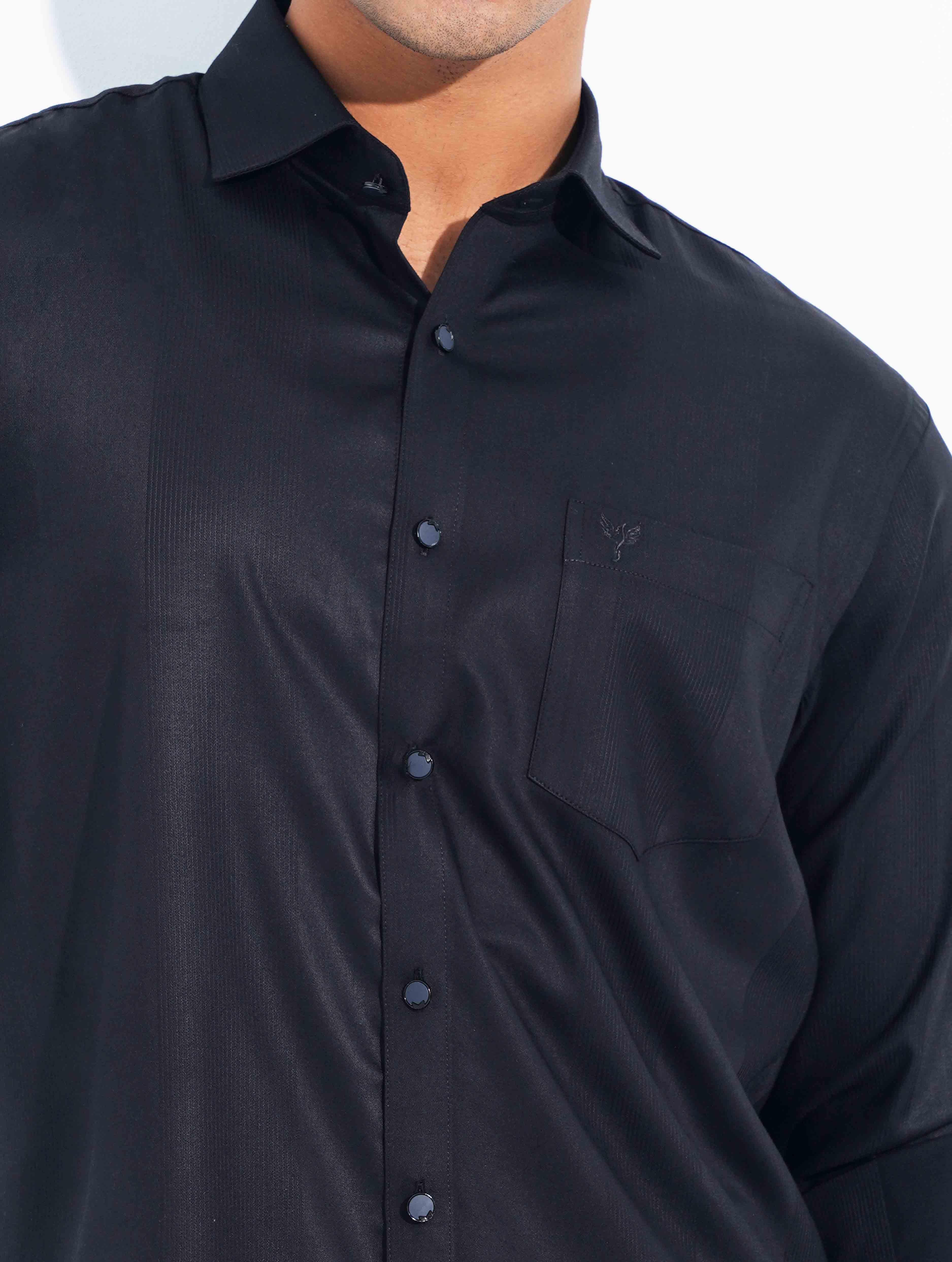 Black Stripe texture Premium Bamboo Silk Shirt