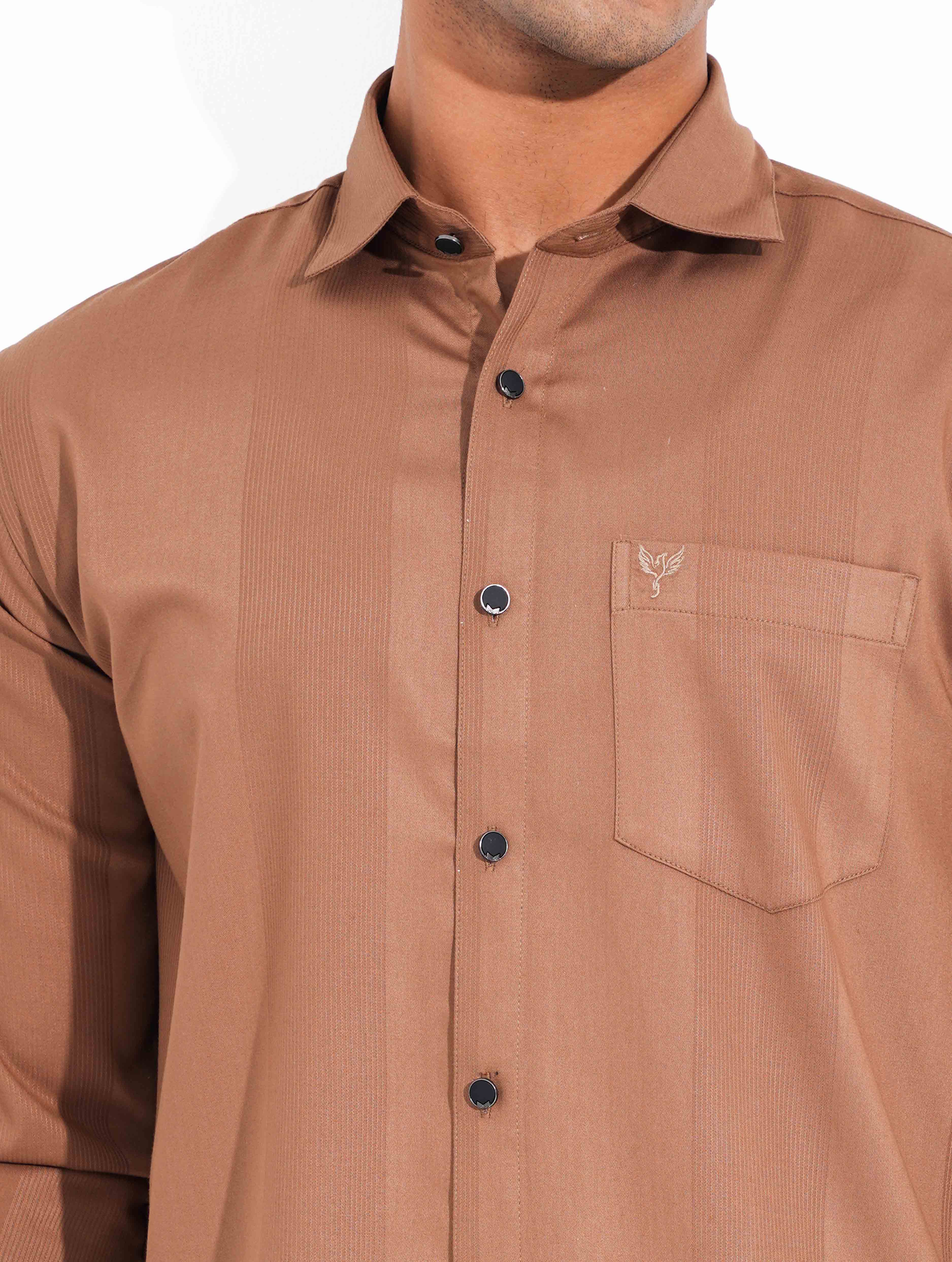 Brown Stripe texture Premium Bamboo Silk Shirt