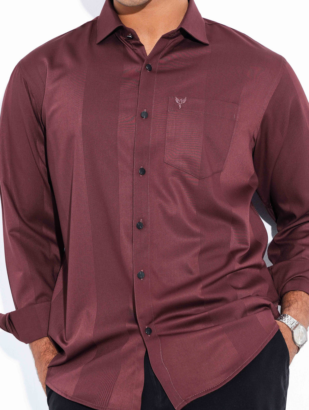 Chocolate Stripe texture Premium Bamboo Silk Shirt