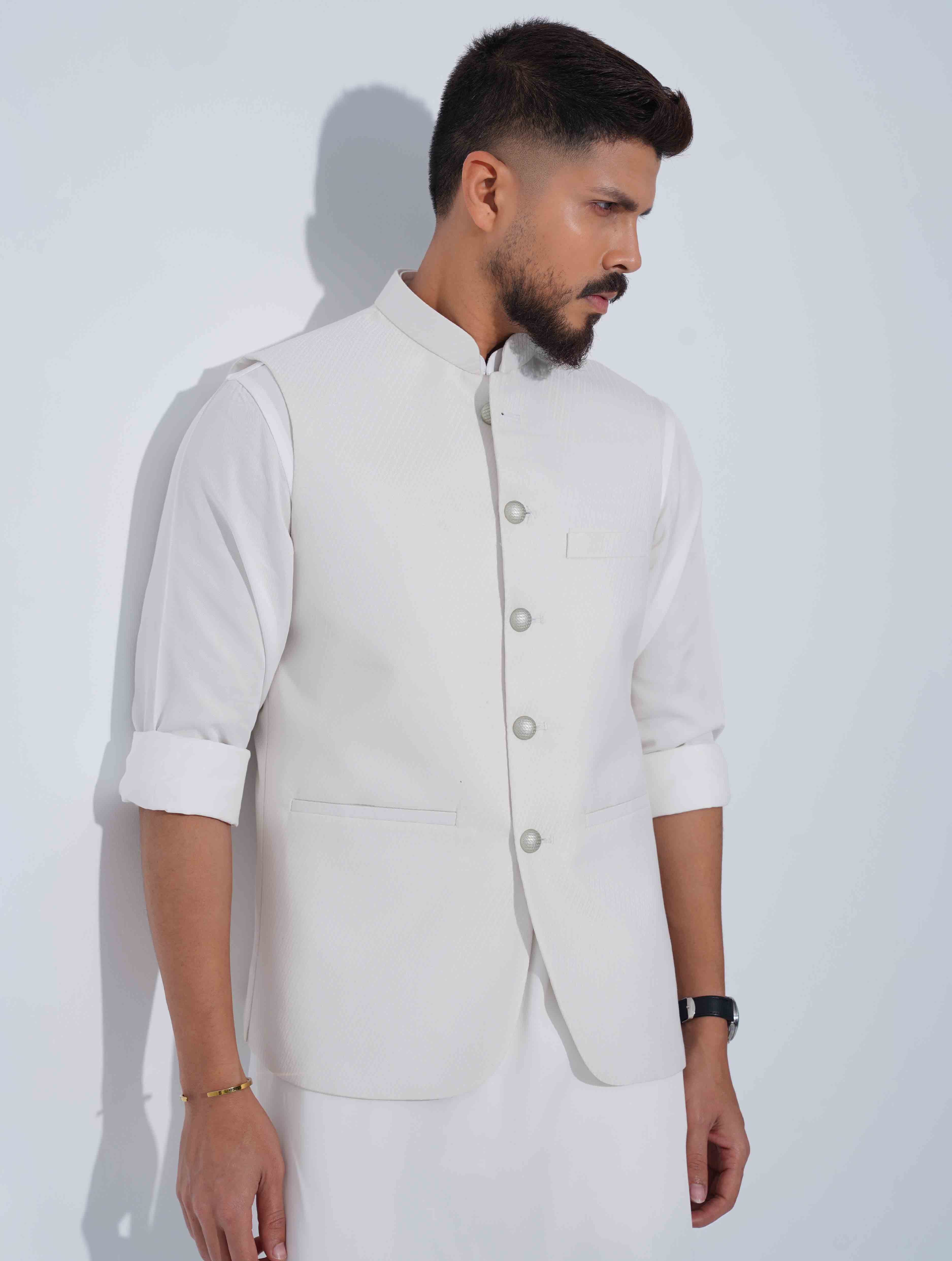 White texture Stripe printed Premium Koti