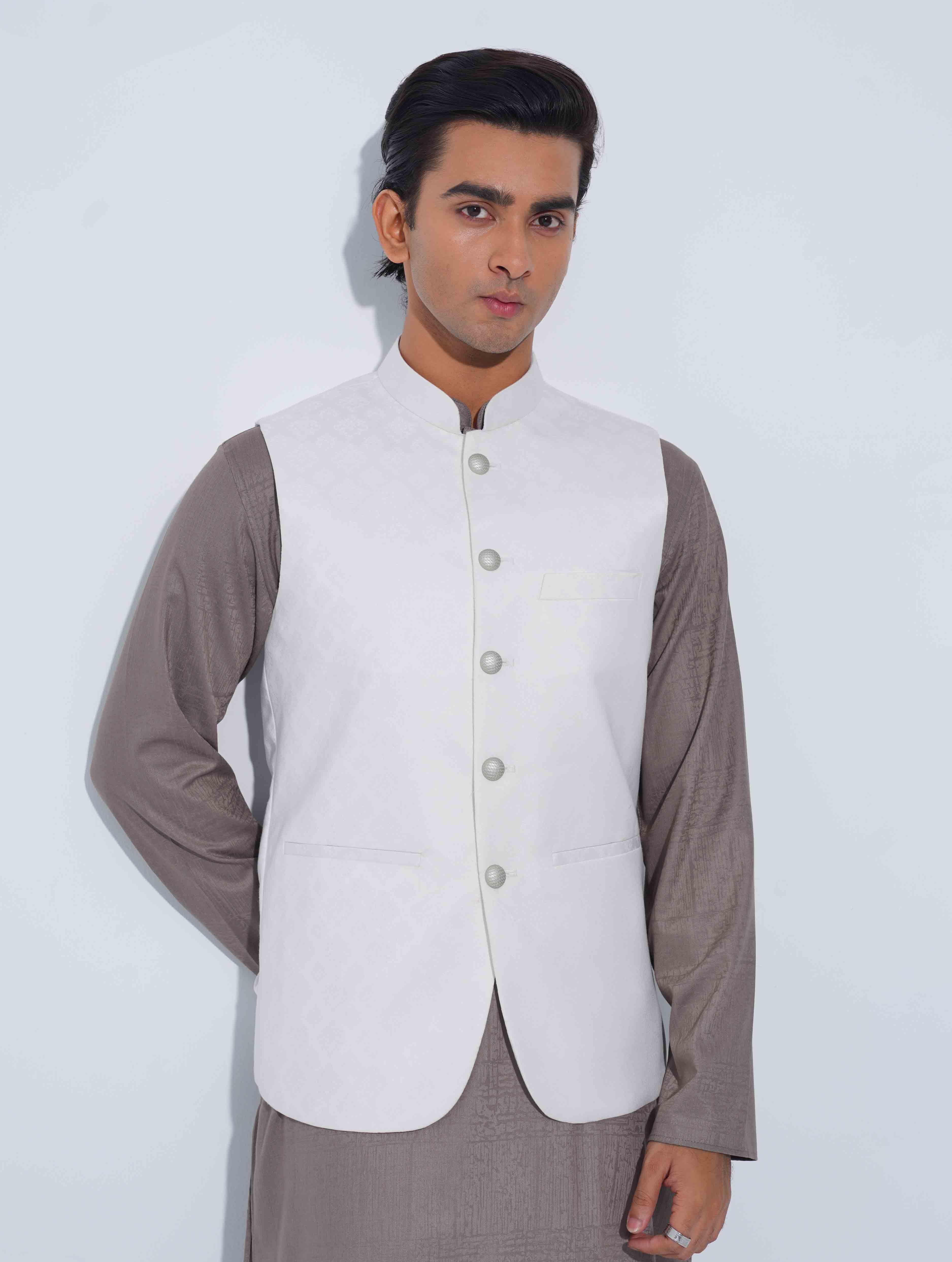 White Sankha printed Premium Koti