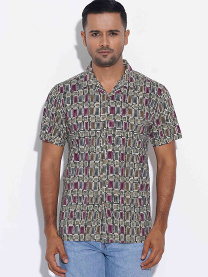 Avocado Olive maroon Printed premium havana shirt