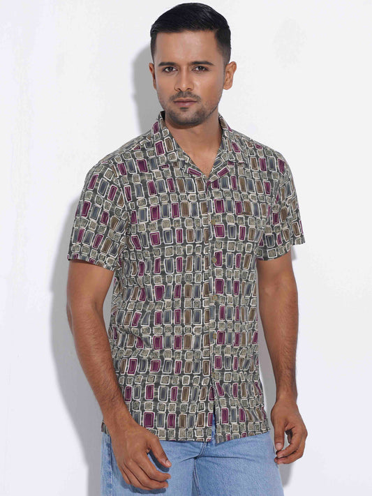 Avocado Olive maroon Printed premium havana shirt