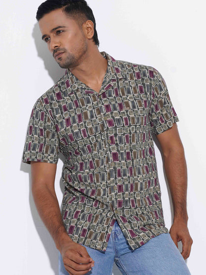 Avocado Olive maroon Printed premium havana shirt