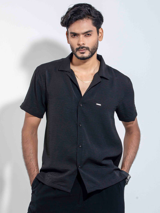 Black solid Viscos Havana Shirt