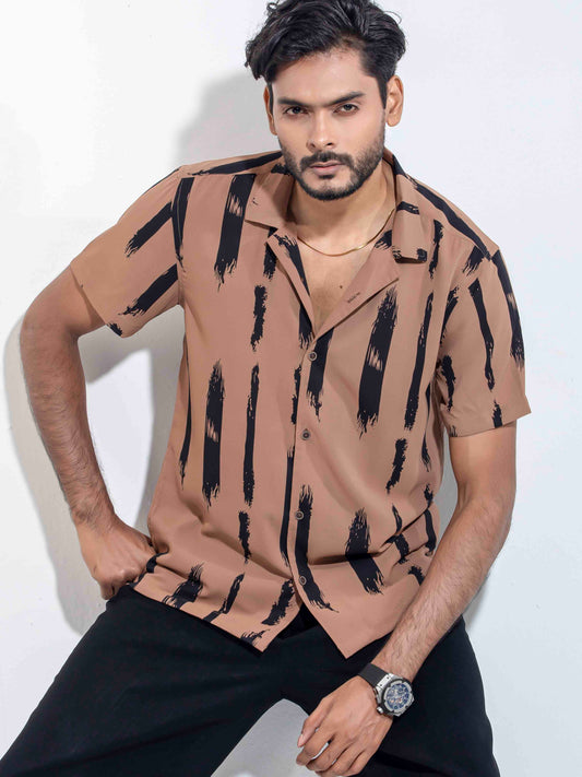 Cappuccino brown Black printed Havana shirt
