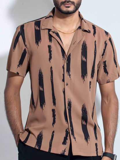 Cappuccino brown Black printed Havana shirt