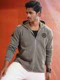 Faded Olive Jacquard Knit Zipper Hoodie