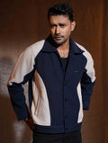 Deep Blue - Gray Knit Premium Jacket