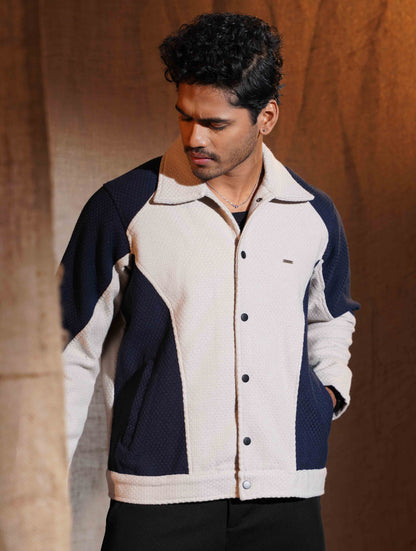 Gray - Deep blue Knit Premium Jacket