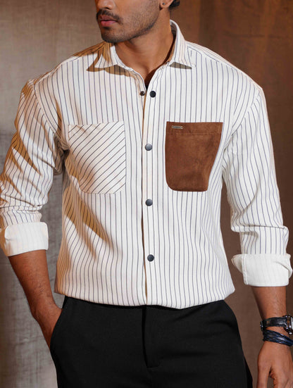 Off White Black stripe pocket contrast winter shirt