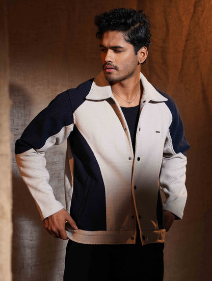 Gray - Deep blue Knit Premium Jacket