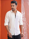 White shoulder stripe contrast full sleeve shirt