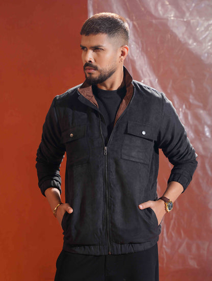 Black suede leather jacket