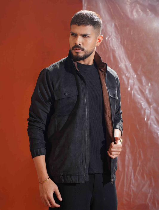 Black suede leather jacket