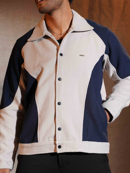 Gray - Deep blue Knit Premium Jacket