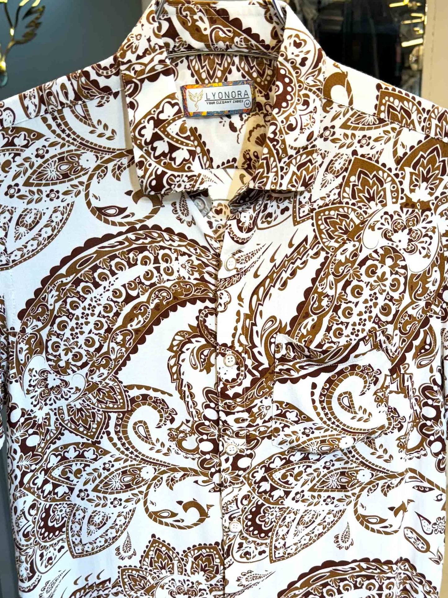 White paisley printed half sleeve shirt