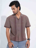 Coffee - brown stripe Contrast Havana Shirt