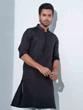 Crow Black Aesthetic Solid Studs Button Panjabi