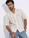 Cream Olive Stripe Remi Cotton Havana Shirt