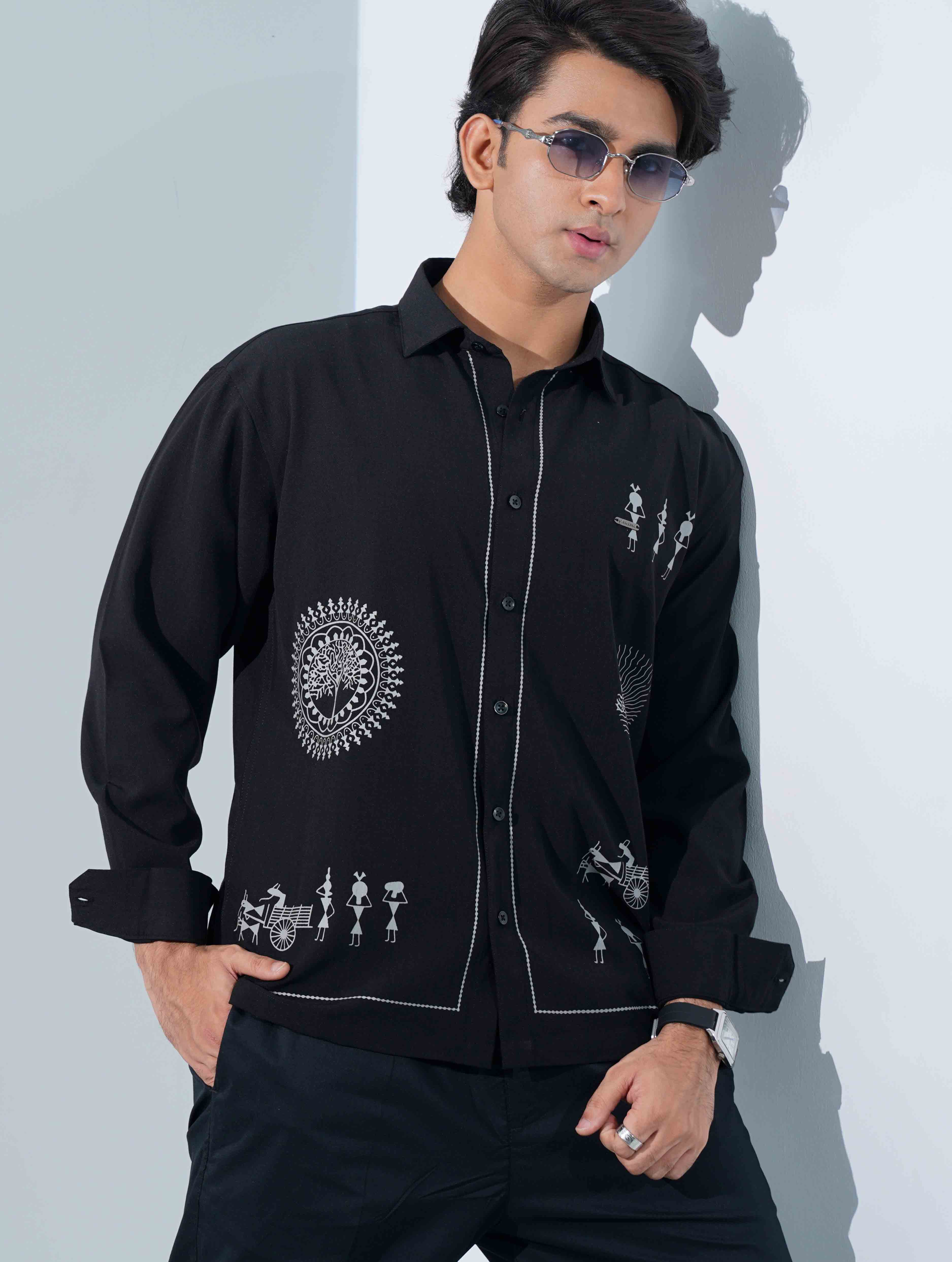 Black Printed Trendy Premium Shirt