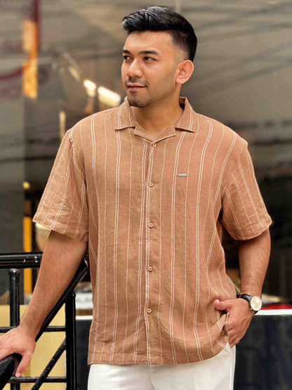 Burnt orange white stripe Havana shirt