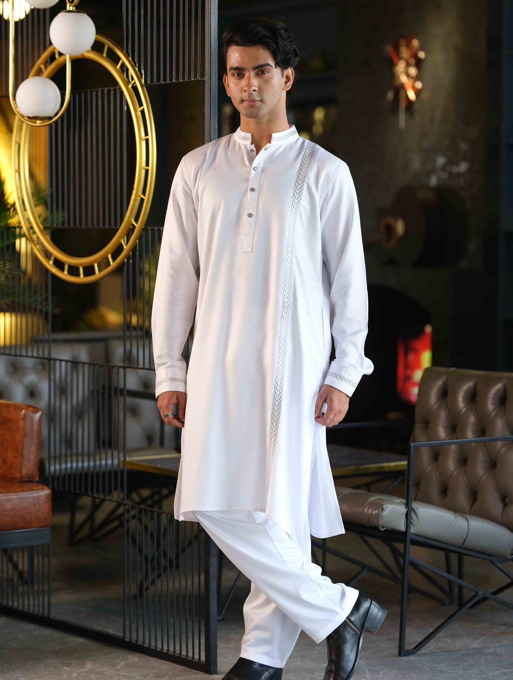 White Line embroidered panjabi