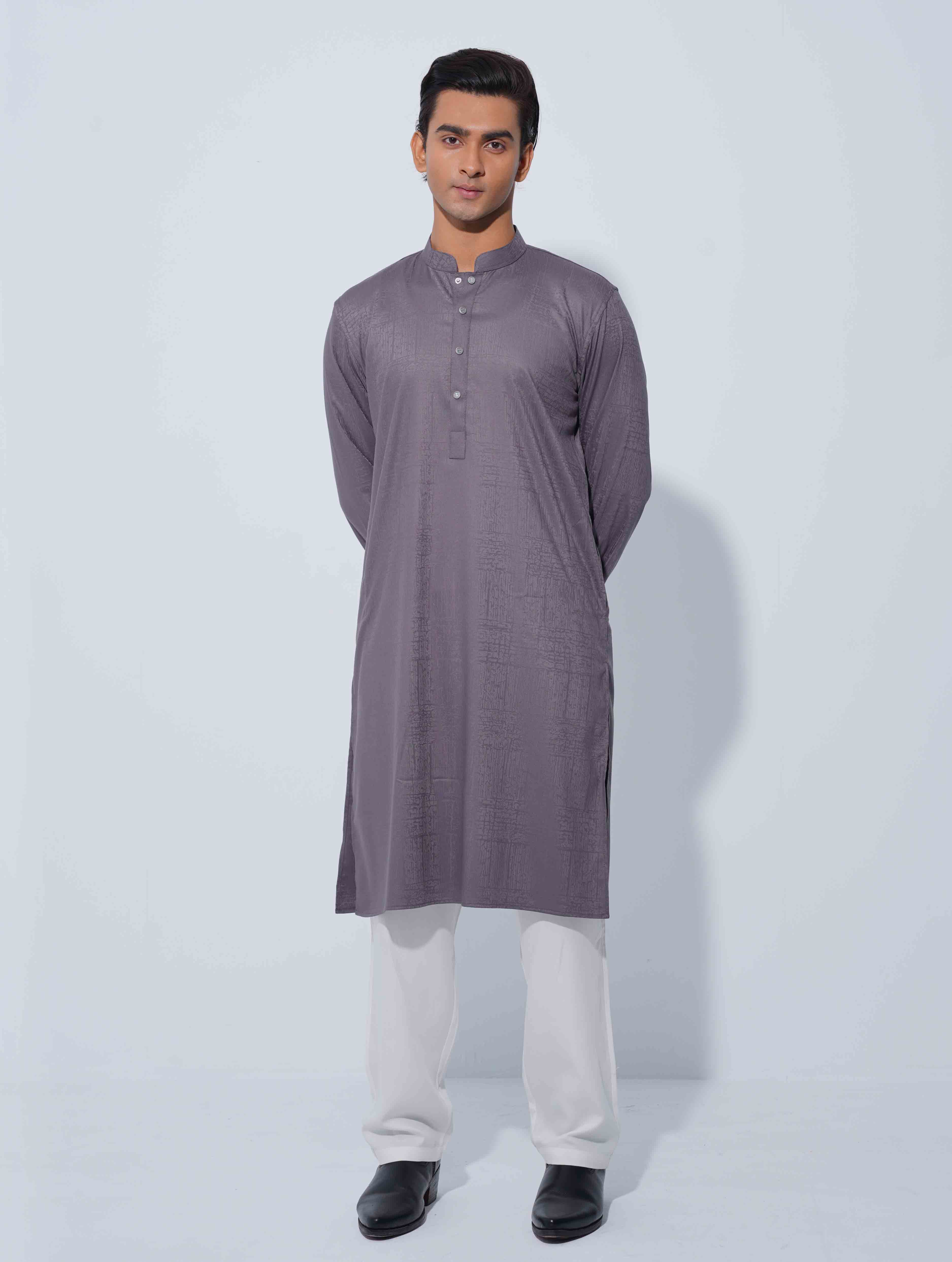 Bluish Ash Minimal Print Panjabi
